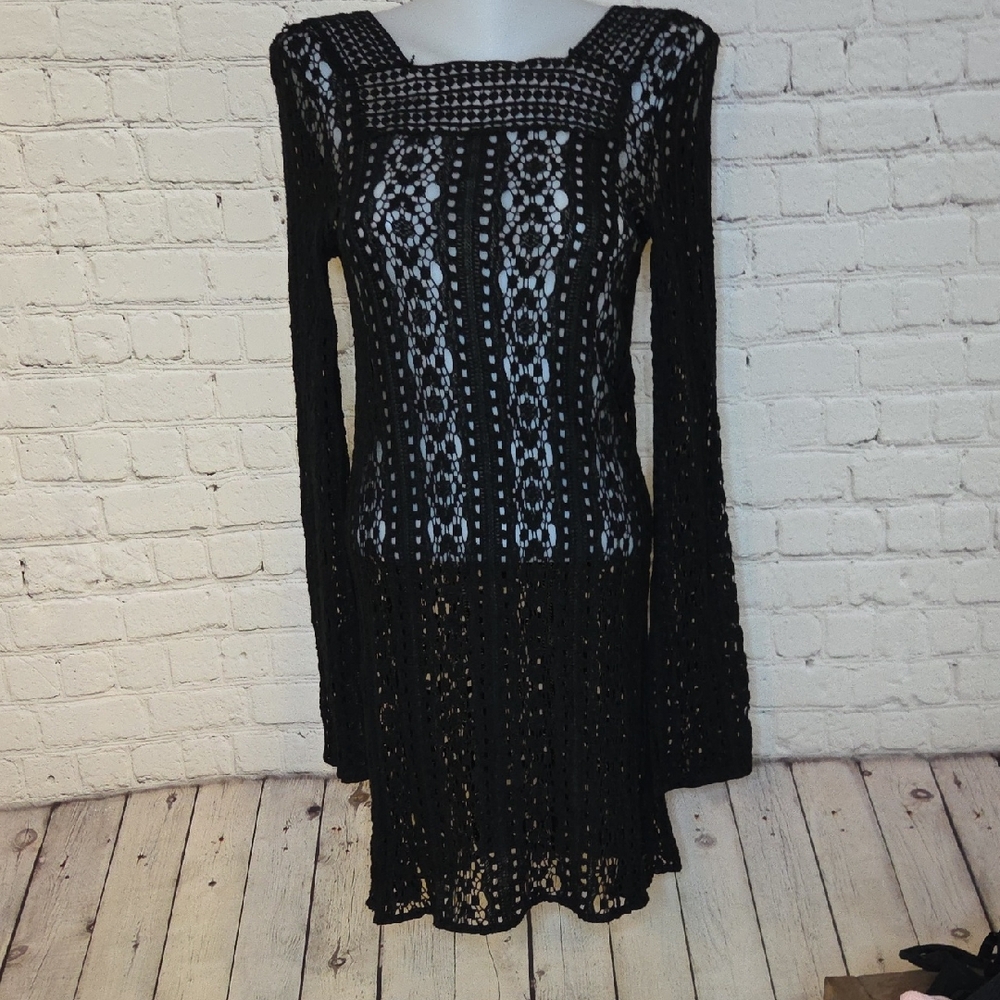 Jen's Pirate Booty Black Crochet Swim Coverup
